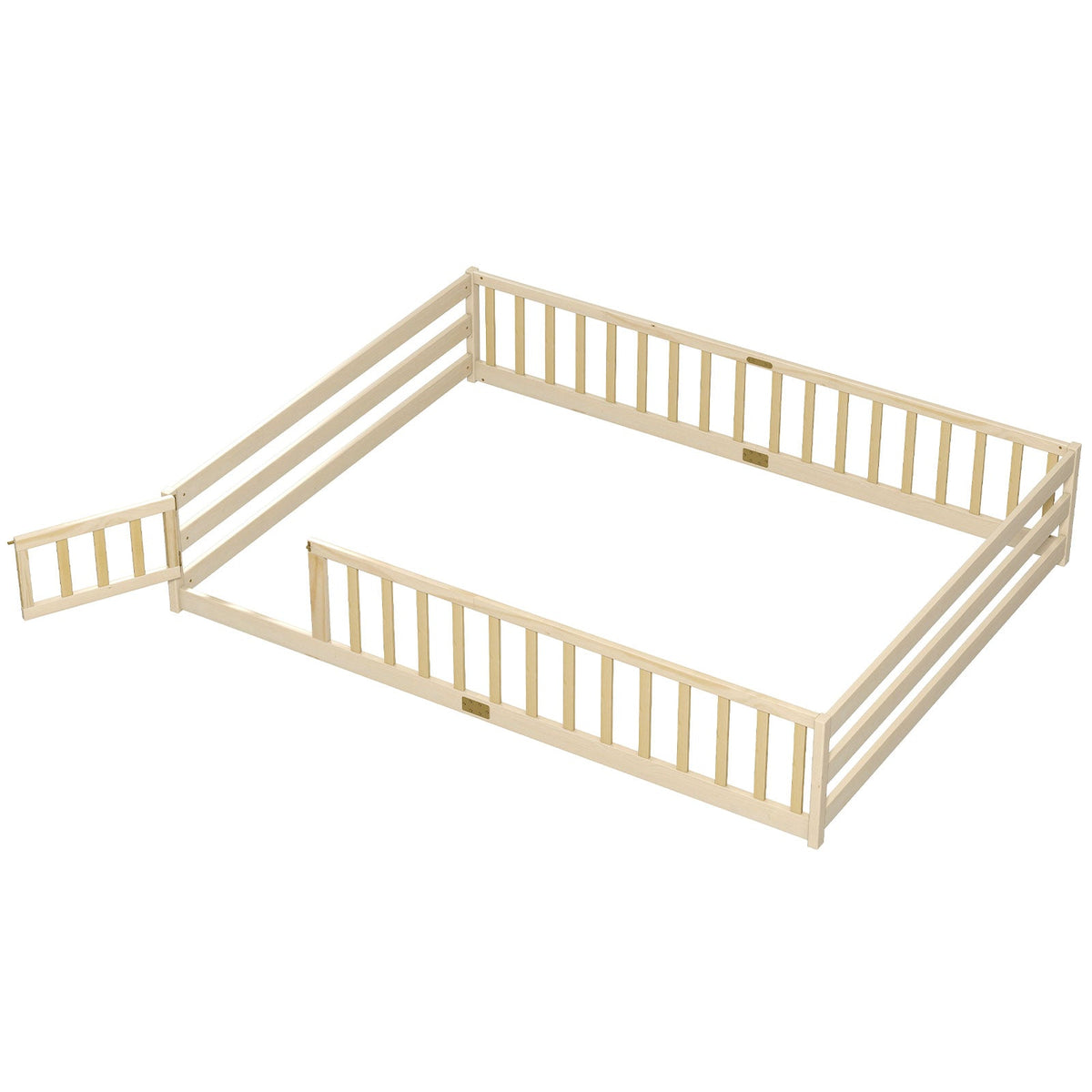 Queen Size Floor Bed Kids Montessori Bed Frame with Full Length Safety GuardrailsTorqelo.com