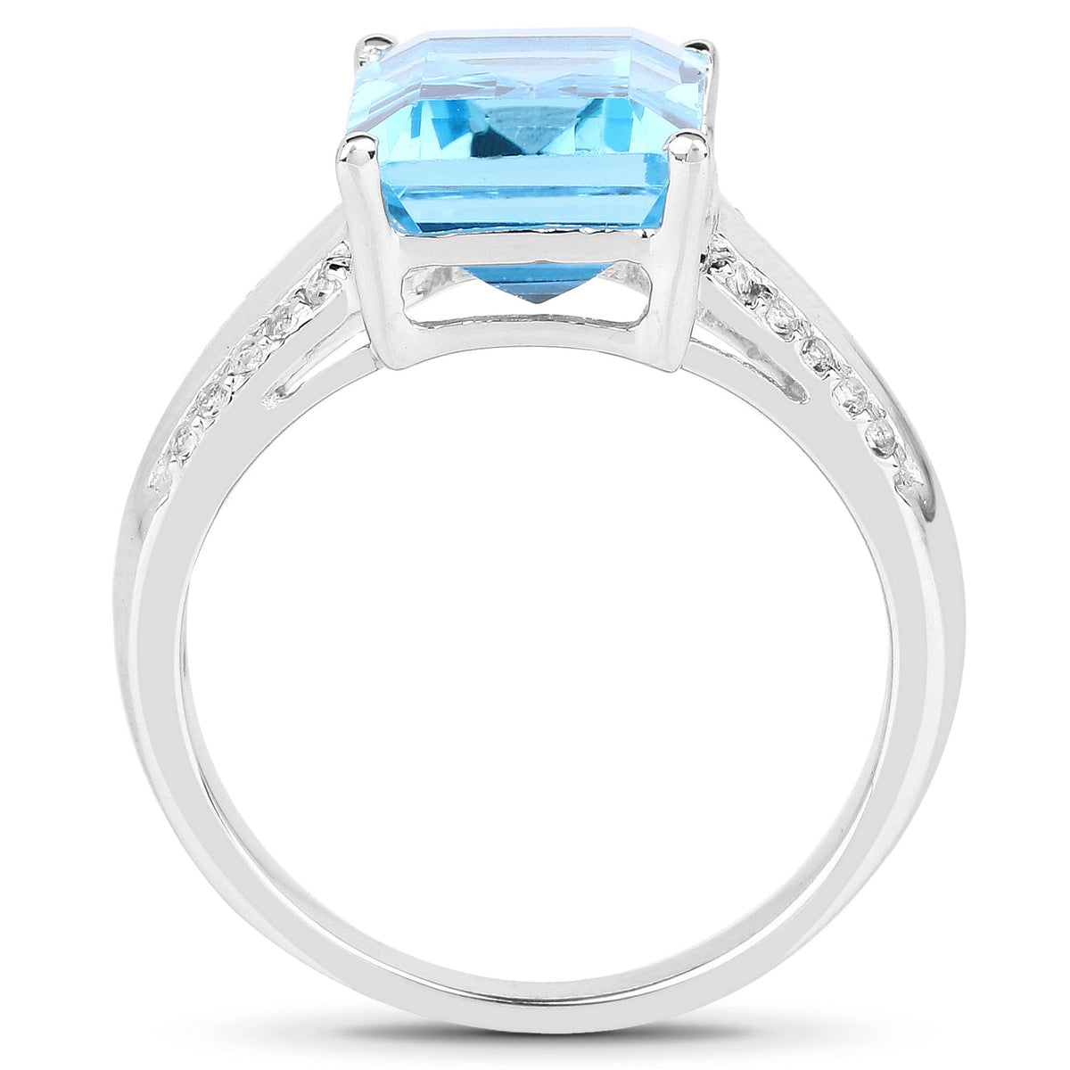 5.78 ct Swiss blue topaz ring with white topaz accents in .925 sterling silver by Avera Group, view 2