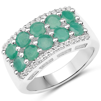 Avera Group 1.85 ct round emerald and white topaz ring in .925 sterling silver