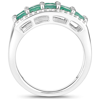 Avera Group 1.85 ct round emerald and white topaz ring in .925 sterling silver, view 2