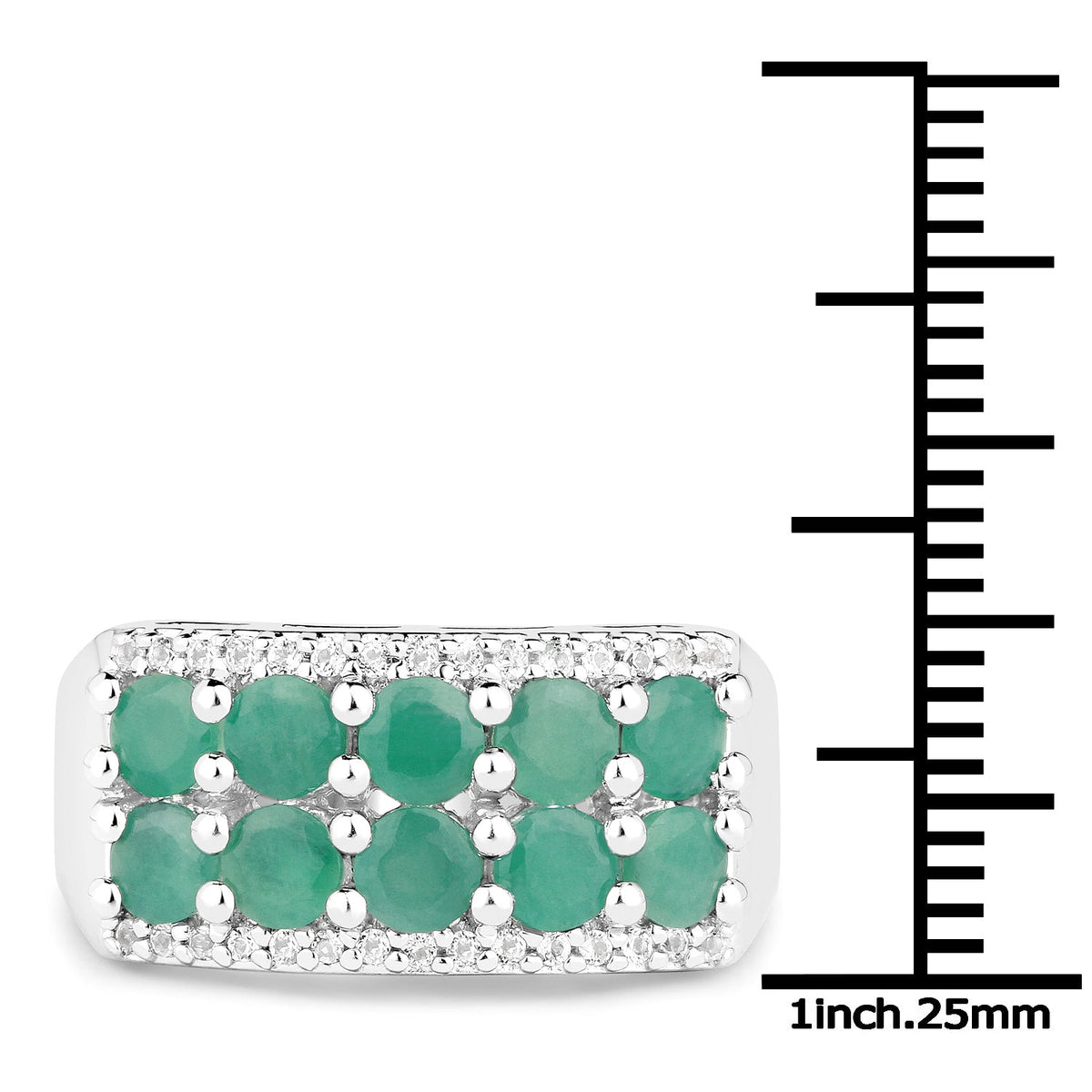 Avera Group 1.85 ct round emerald and white topaz ring in .925 sterling silver, view 3