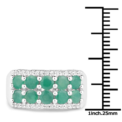 Avera Group 1.85 ct round emerald and white topaz ring in .925 sterling silver, view 3