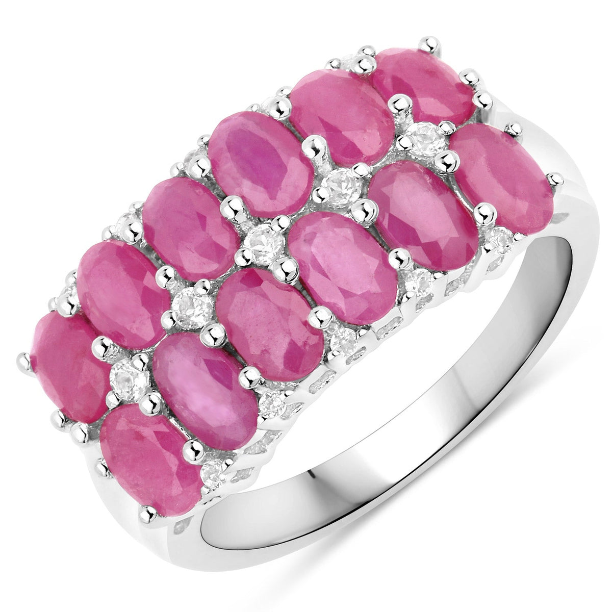 3.40 ct ruby and white topaz .925 sterling silver ring by Avera Group