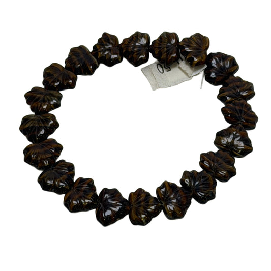 Czech Glass Leaf Beads 13x11mm Dark Tortoise Shell Brown - 20 Beads per Strand by Continental Bead Suppliers