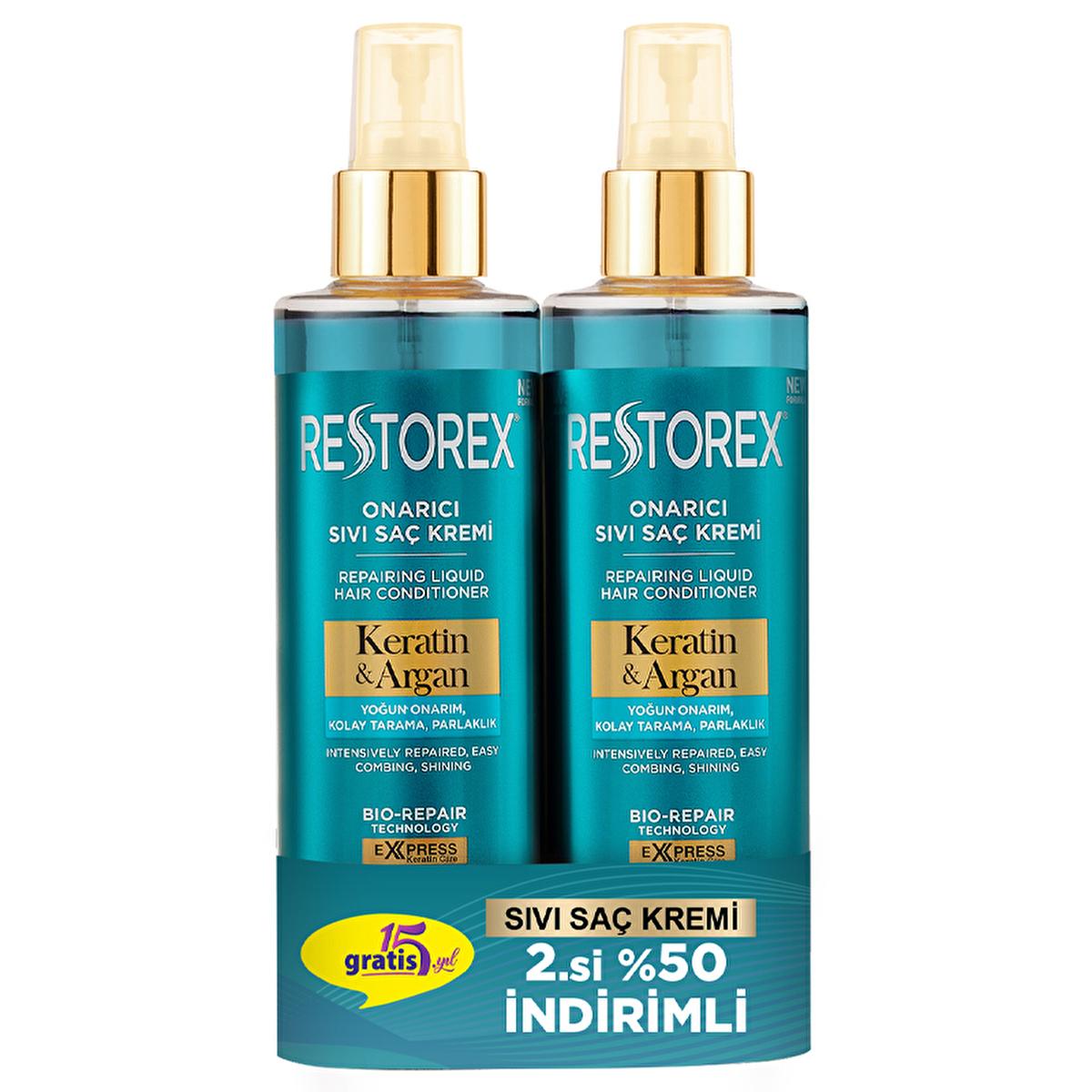 Restorex: Keratin & Argan Oil Hair Repair Serum - Split End Treatment, Anti-Frizz Leave-In Conditioner for Damaged, Smooth & Strong Hair (2 x 200ml) by Beauty Care Bag