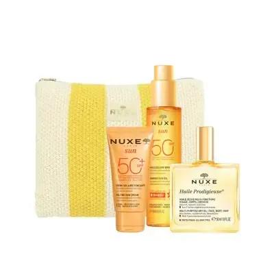 Nuxe Sun Care Set: SPF 50 Sun Protection, Bronzing Oil & Hydrating Sunscreen - Natural Tan & Paraben-Free Suncare by Beauty Care Bag