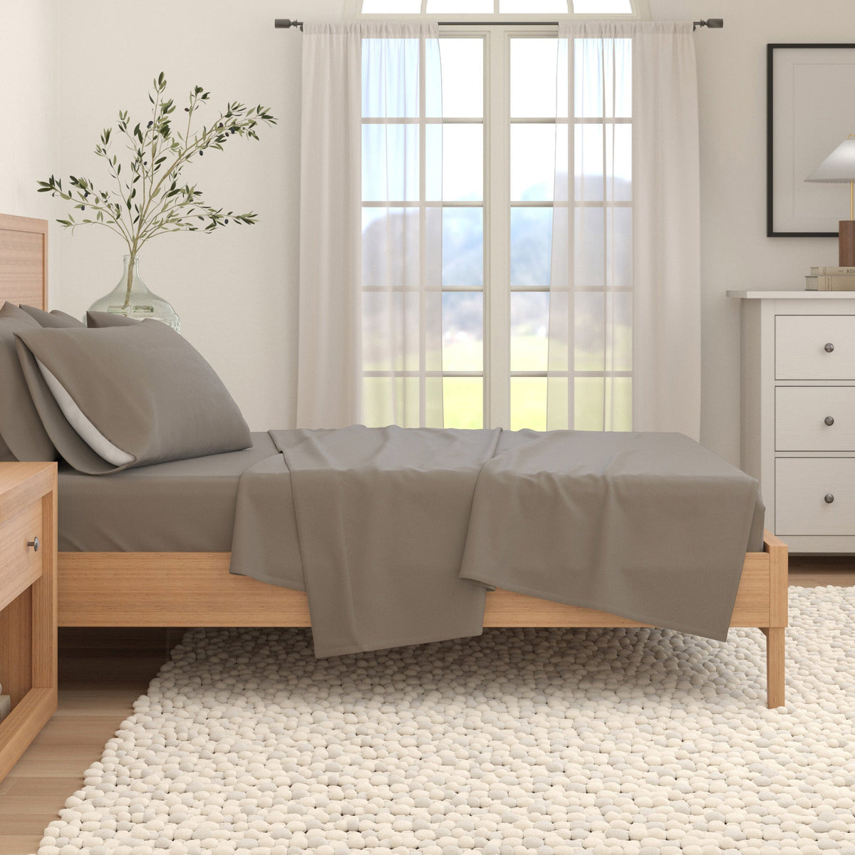 Cotton Solid Flannel Sheet - Nordic Collection by Great Bay Home