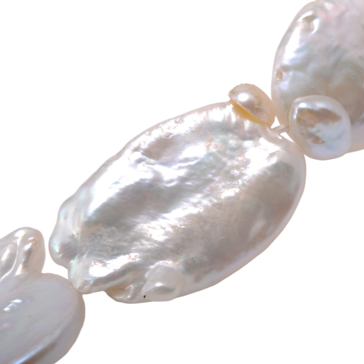 White Opalescent Baroque Freshwater Pearl Strand - 15.5 Inch Natural Pearls by Continental Bead Suppliers