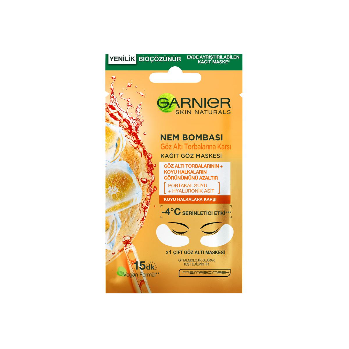 Garnier SkinActive Eye Mask: Reduce Under Eye Bags & Dark Circles with Hydrating Hyaluronic Acid & Brightening Orange Juice - Refresh & Revitalize by Beauty Care Bag