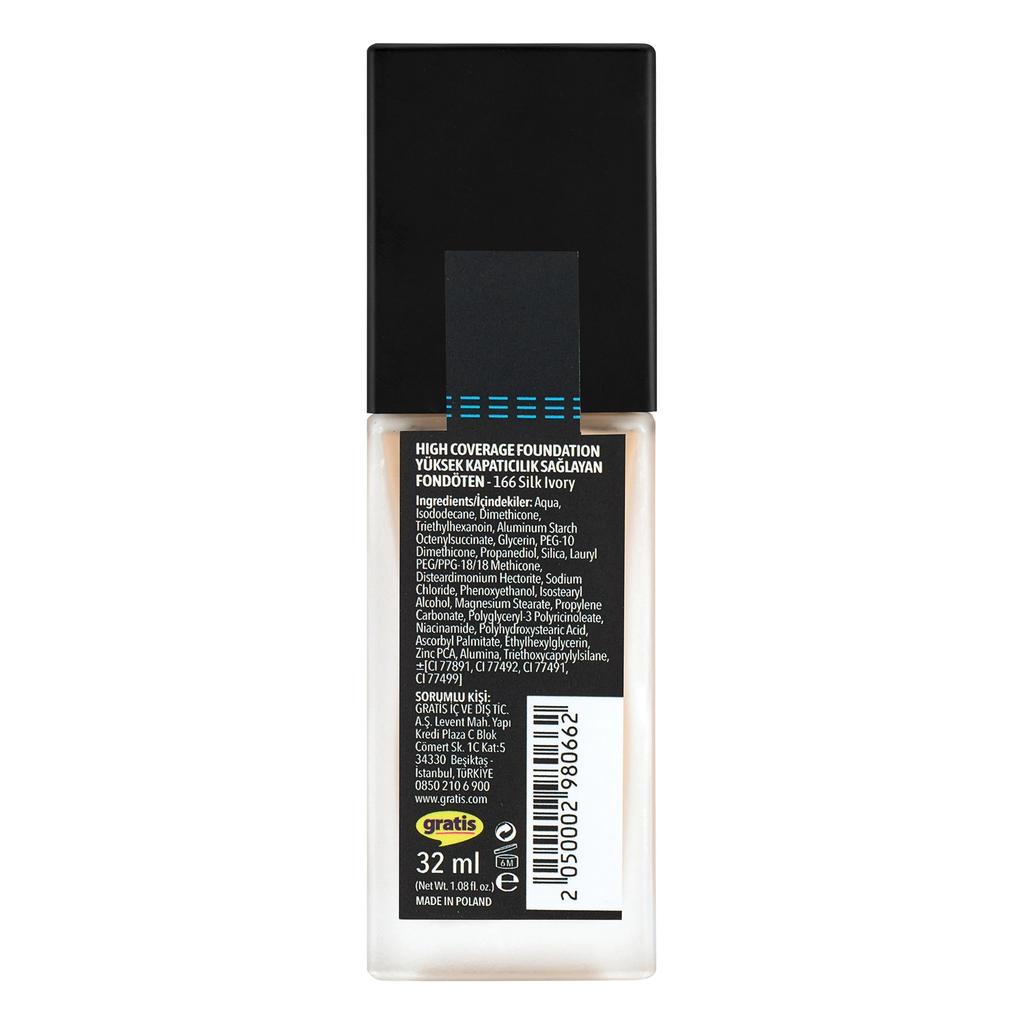 LYKD High Coverage Foundation Silk Ivory 166 for Even Skin Tone by Beauty Care Bag