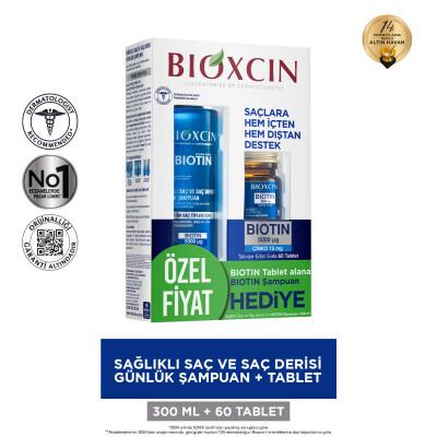Bioxcin Biotin Supplement and Shampoo Set for Hair Loss Treatment and Hair Health Support by Beauty Care Bag