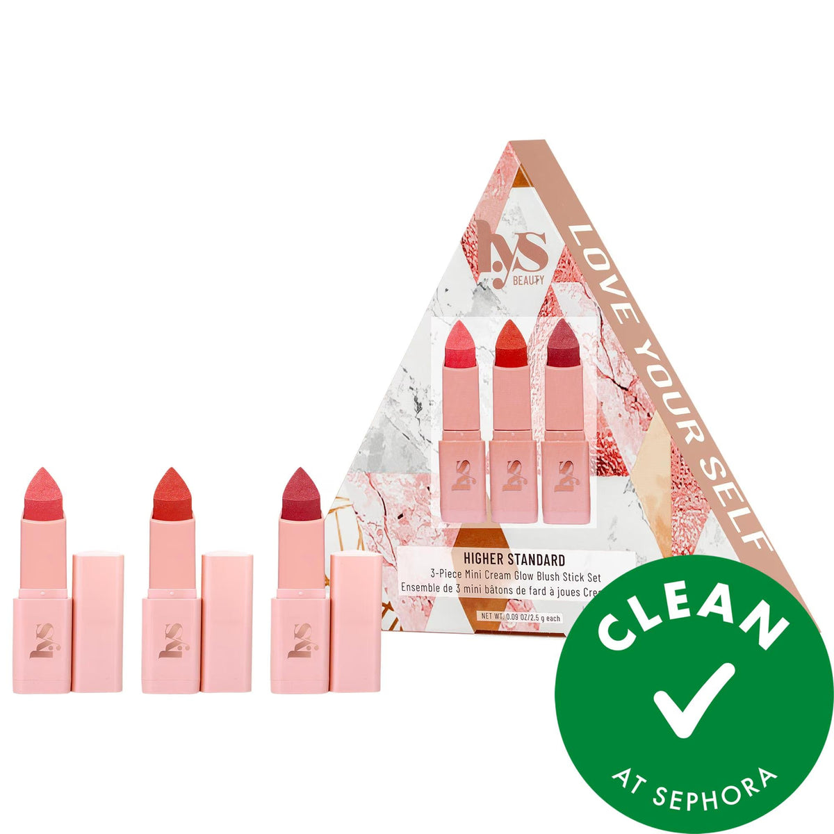 LYS Beauty Mini Higher Standard Cream Glow Blush Stick Set: Vegan, Cruelty-Free, High Pigment Blush for All Skin Tones - Bubbly, Focused, Elite by Beauty Care Bag
