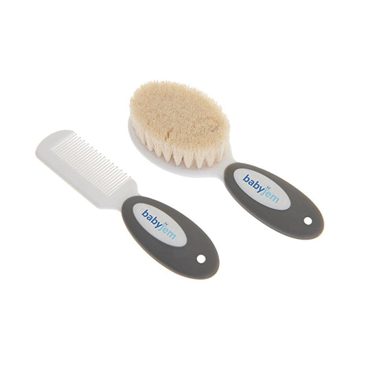 Babyjem Natural Bristle Baby Hair Brush and Comb Set - Gentle Infant Hair Care, Soft Bristles, Safe Rounded Comb by Beauty Care Bag