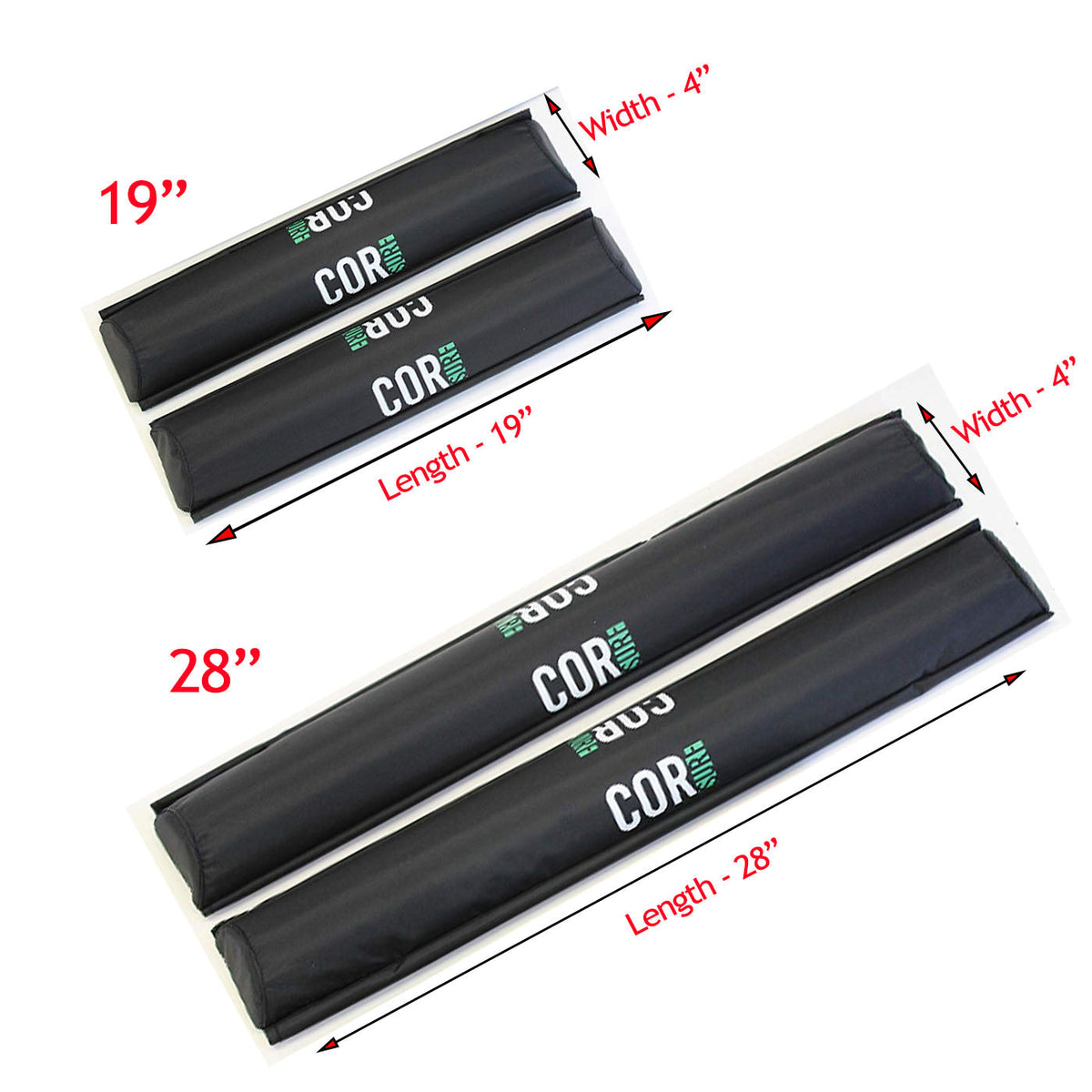 Aero Roof Rack Pads 19" or 28" - For Large Aero Bars by COR Surf