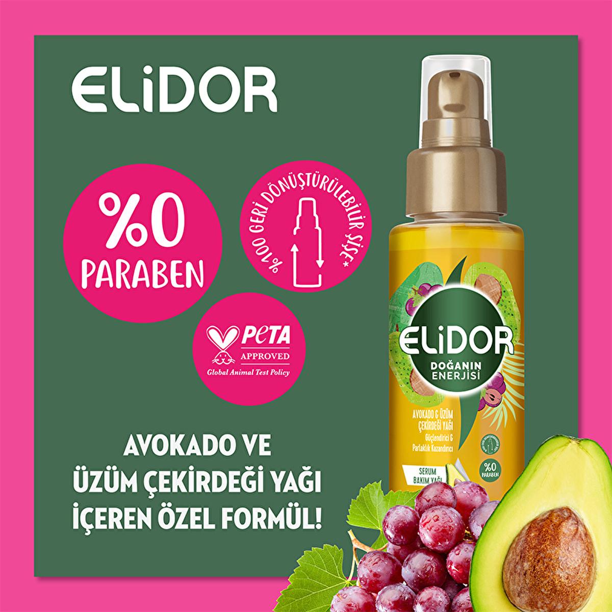Elidor Avocado & Grape Seed Oil Hair Serum: Shine & Strength - Paraben Free, Lightweight Natural Hair Oil by Beauty Care Bag