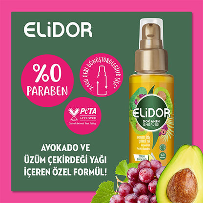 Elidor Avocado & Grape Seed Oil Hair Serum: Shine & Strength - Paraben Free, Lightweight Natural Hair Oil by Beauty Care Bag