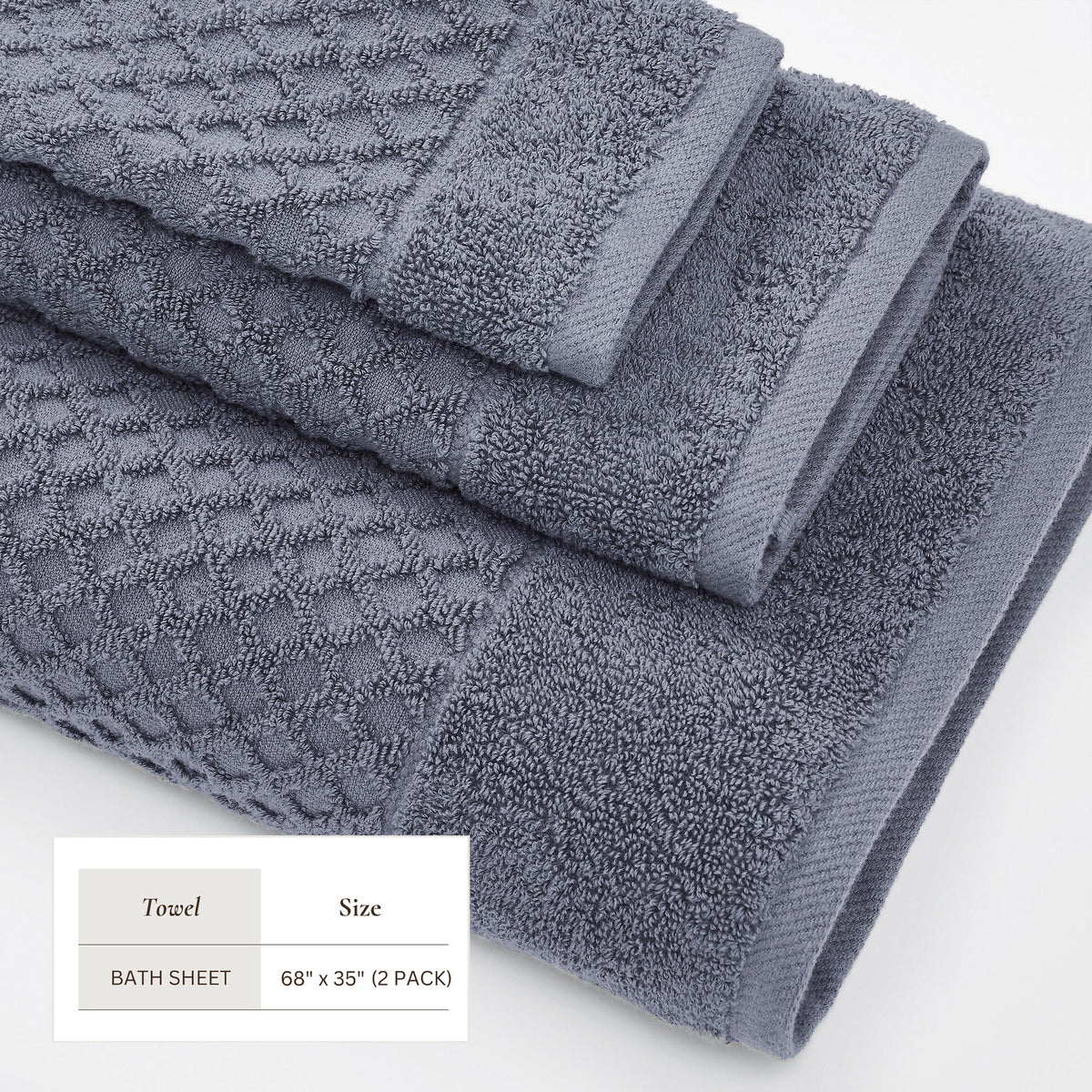 Cotton Diamond Waffle Weave Bath Towel Set - Grayson Collection by Great Bay Home