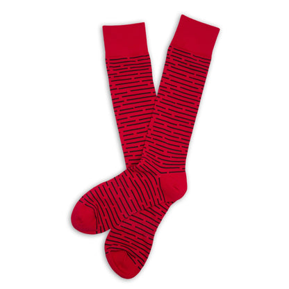 Red / Black Broken Stripe Dress SocksTeam ColorwaysTorqelo.com