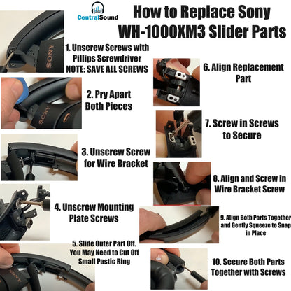 Replacement Side Cover Slider Parts UPGRADE KIT for Sony WH-1000XM3 WH1000XM3 HeadphonesReplacement PartTorqelo.com
