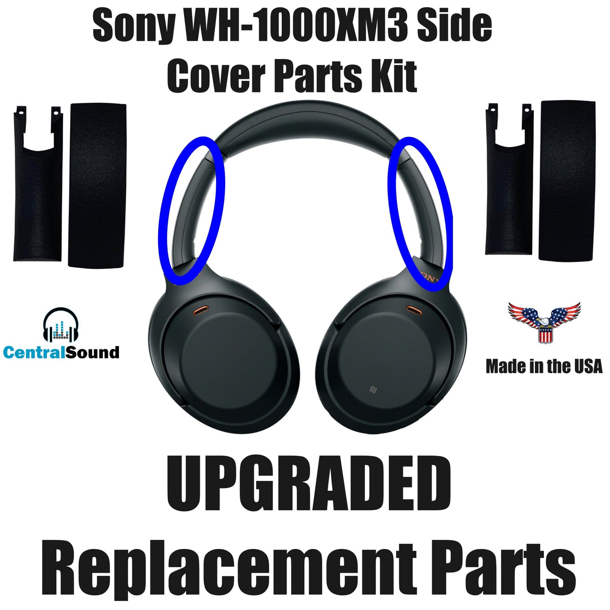 Replacement Side Cover Slider Parts UPGRADE KIT for Sony WH-1000XM3 WH1000XM3 HeadphonesReplacement PartTorqelo.com