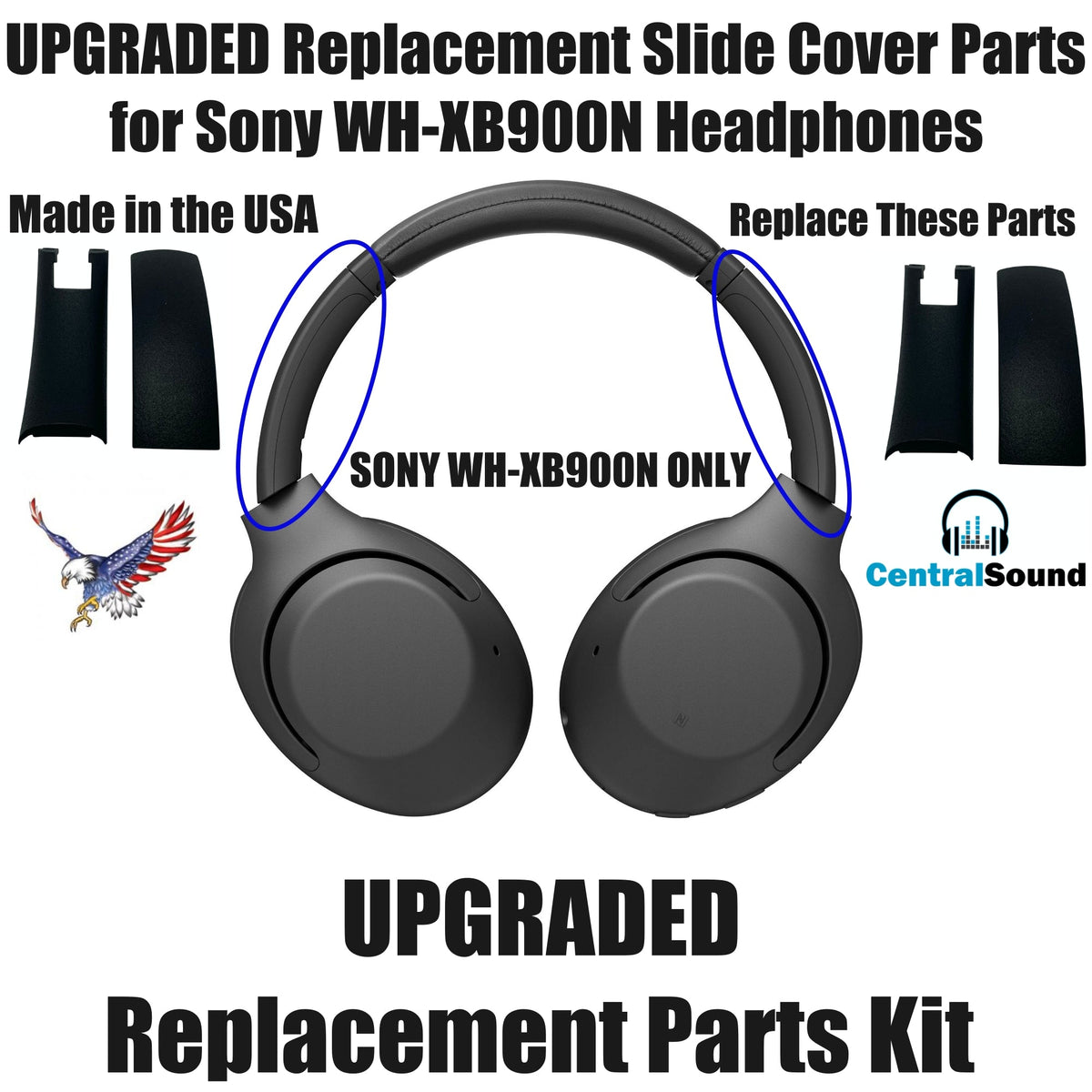 Replacement Side Cover Slider Parts UPGRADE KIT for Sony WH-XB900N WHXB900NReplacement PartTorqelo.com