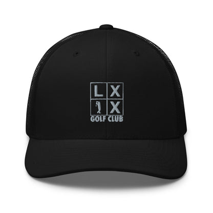 Four Box logo retro trucker cap with gray embroidery and mesh back