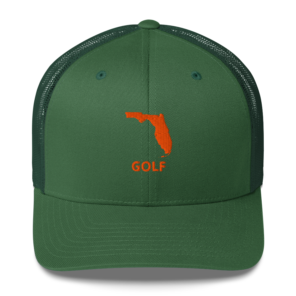 Florida golf trucker cap with mesh back