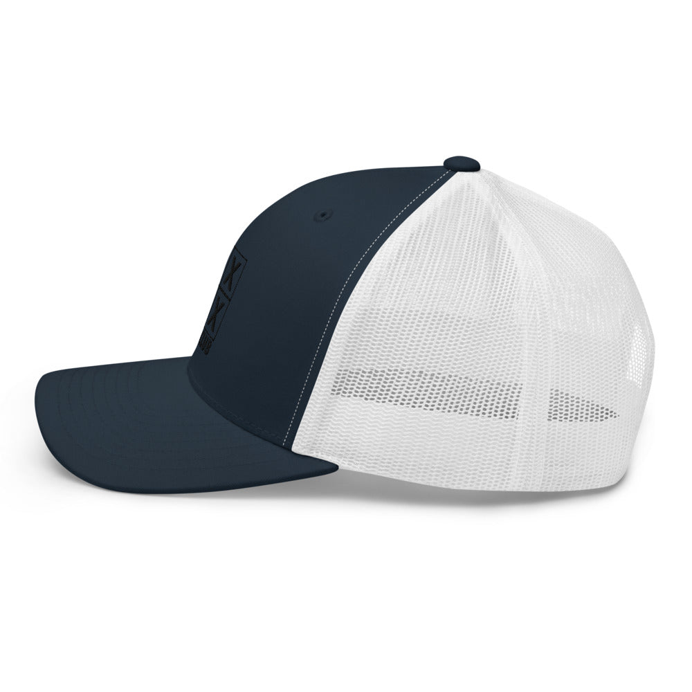 Four Box Logo Trucker Cap - Black Logo by LXIX GOLF CLUB