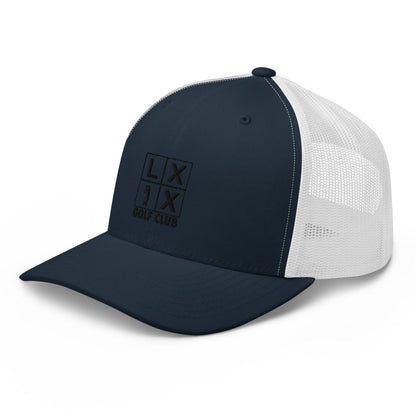 Four Box Logo Trucker Cap - Black Logo by LXIX GOLF CLUB