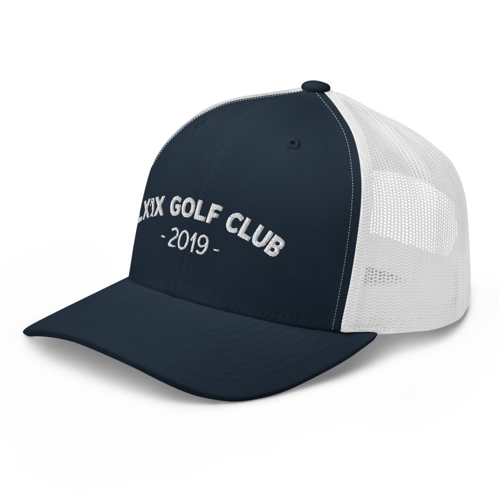 Arch Logo Trucker Cap - White Logo by LXIX GOLF CLUB