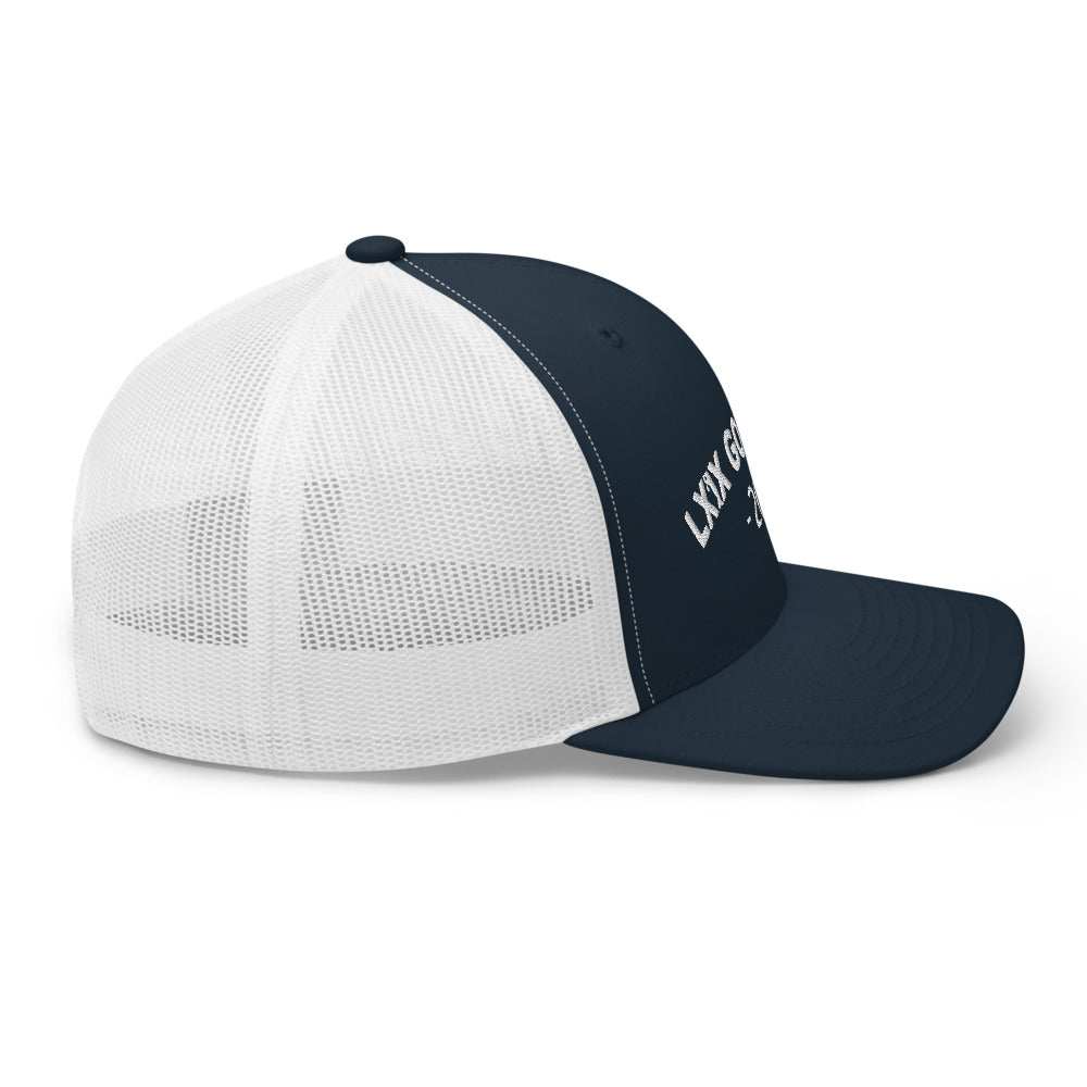 Arch Logo Trucker Cap - White Logo by LXIX GOLF CLUB