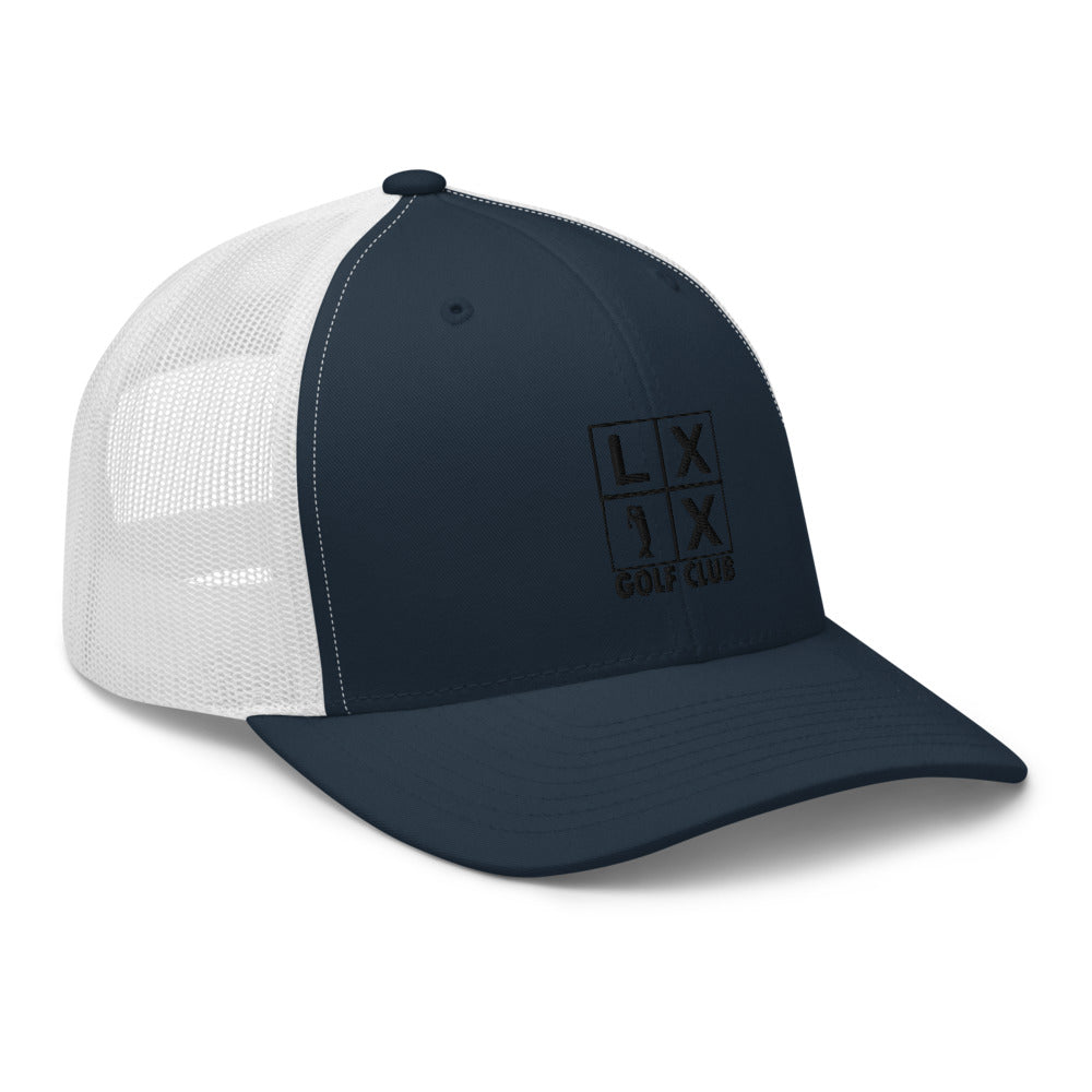 Four Box Logo Trucker Cap - Black Logo by LXIX GOLF CLUB