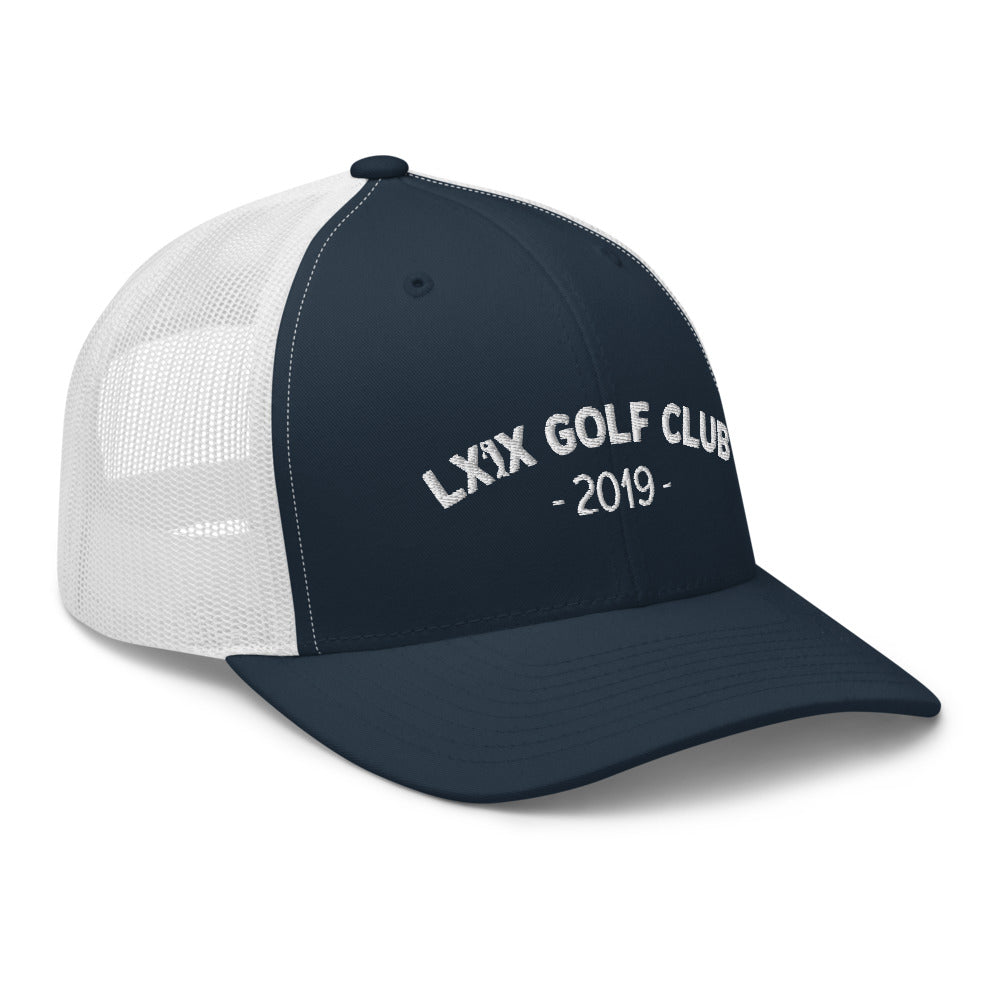 Arch Logo Trucker Cap - White Logo by LXIX GOLF CLUB