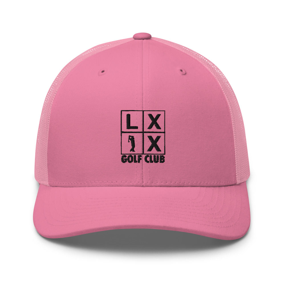 Four Box Logo Trucker Cap - Black Logo by LXIX GOLF CLUB