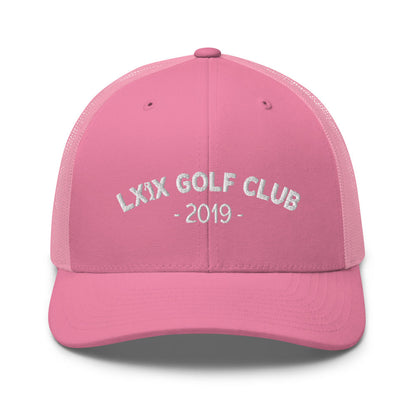 Arch Logo Trucker Cap - White Logo by LXIX GOLF CLUB