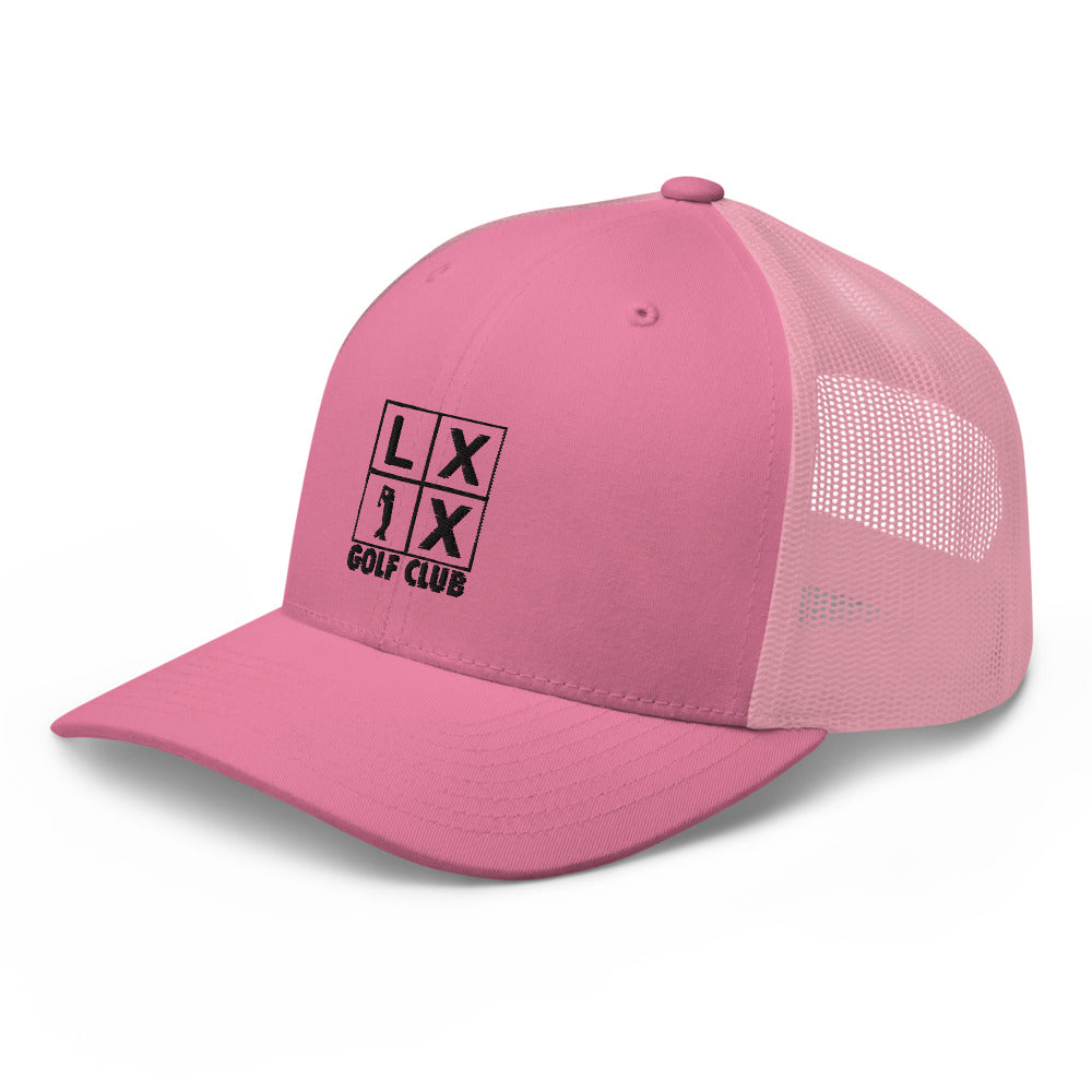 Four Box Logo Trucker Cap - Black Logo by LXIX GOLF CLUB