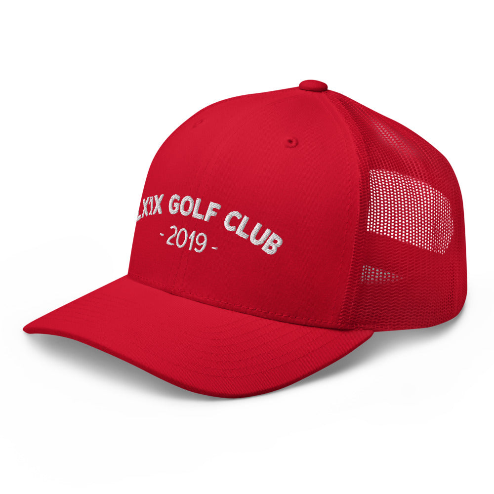 Arch Logo Trucker Cap - White Logo by LXIX GOLF CLUB