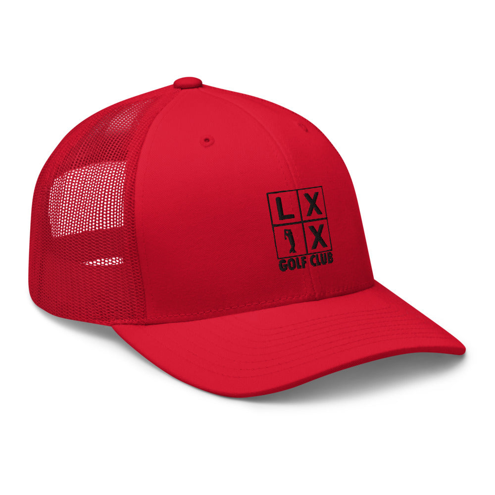 Four Box Logo Trucker Cap - Black Logo by LXIX GOLF CLUB