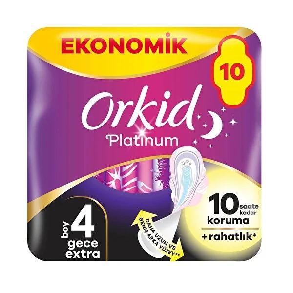Orkid Platinum Nighttime Pads - Ultimate Leak Protection & ComfortFit, Extra Long Overnight Menstrual Pads for Women - 10 Count Eko Pack by Beauty Care Bag