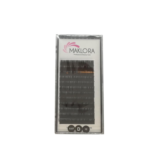 Maklora Eyelash Extensions Volume Silk D Curl 0.07 Thickness 12mm Length - Luxurious Volume Lashes by Beauty Care Bag