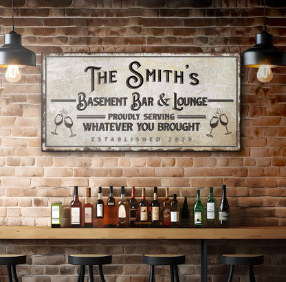 Basement Bar And Lounge Sign by Tailored Canvases