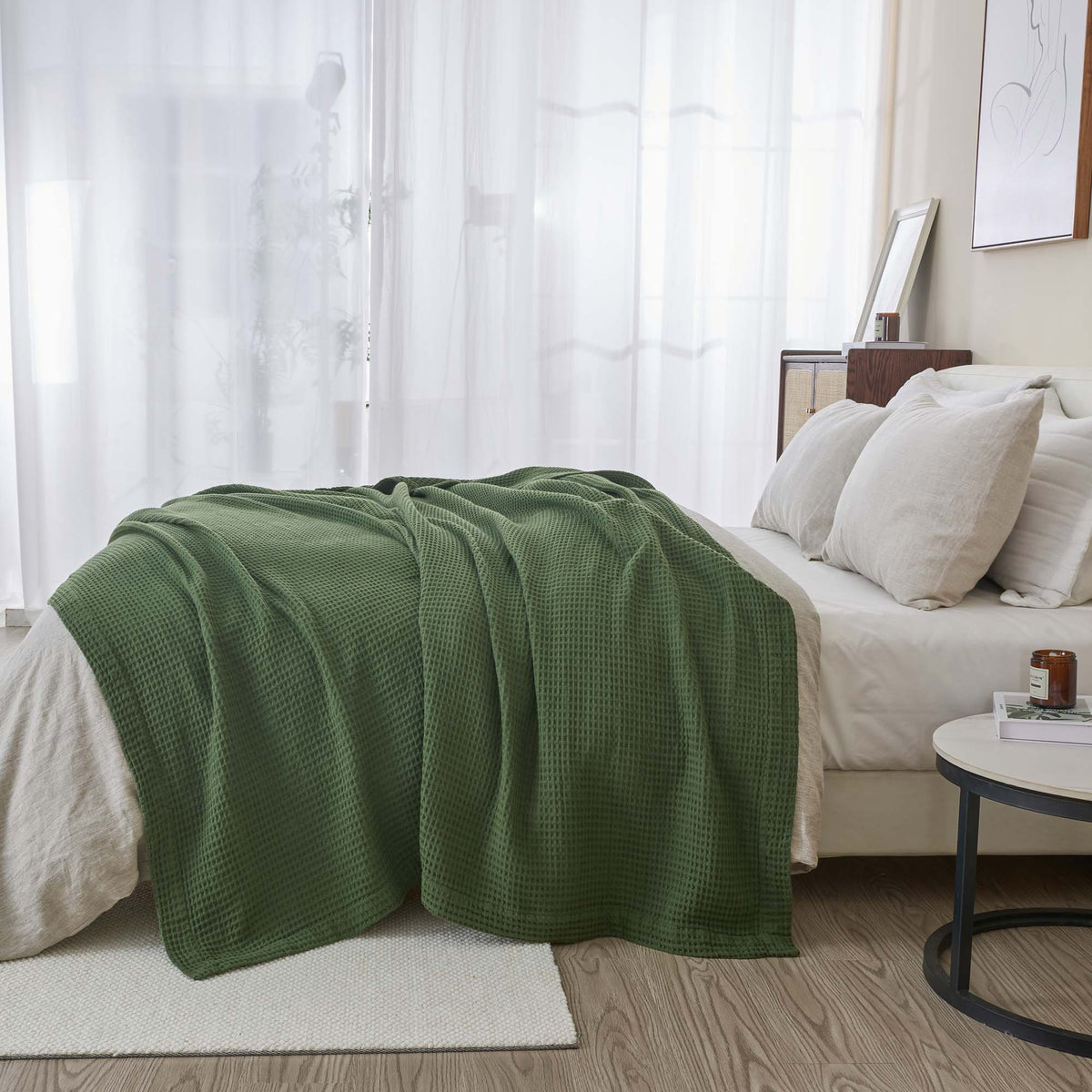 100% Cotton Waffle Weave Blanket - Mikala Collection by Great Bay Home