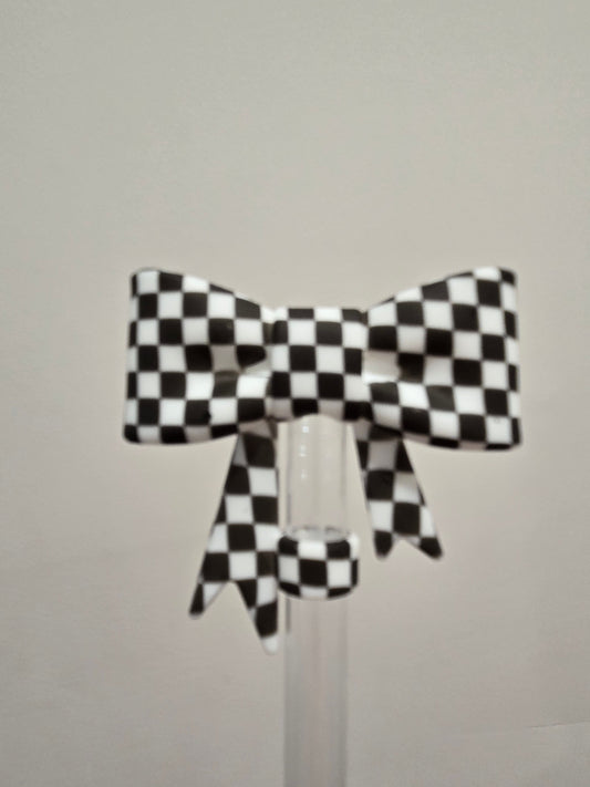 Checkered coquette 10mm straw topper by THE SALTY CHIC