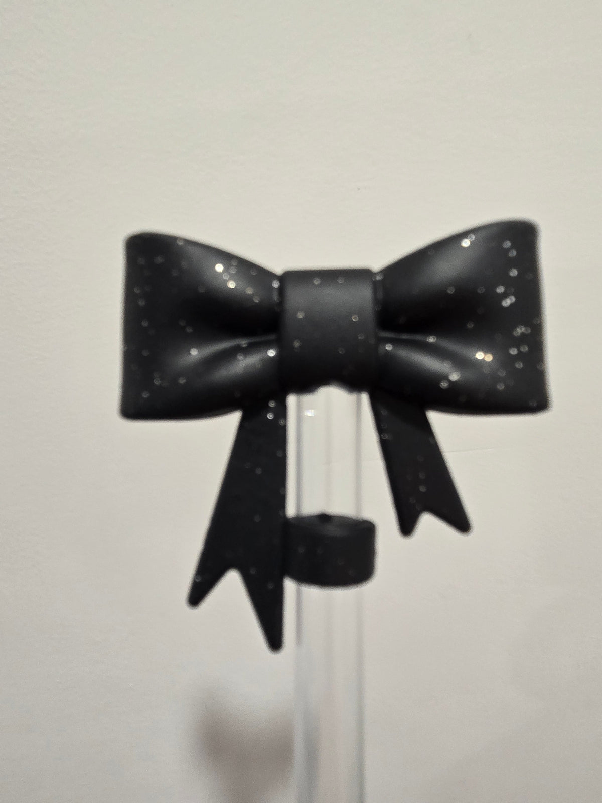 Black sparkle coquette 10mm straw topper by THE SALTY CHIC
