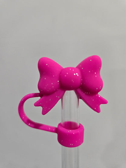 Magenta sparkle bow 10mm straw topper by THE SALTY CHIC, view 2