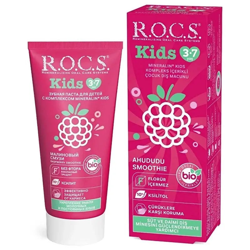 Rocs Kids Raspberry Smooth Toothpaste for Ages 3-7 35ml by Beauty Care Bag