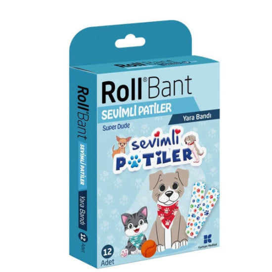 Roll Cute Paws Adhesive Bandages for Kids 12-Pack by Beauty Care Bag