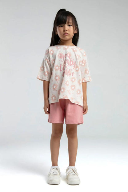 Roly Poly Girls Shorts Set Beige Breathable Cotton Blend by Beauty Care Bag