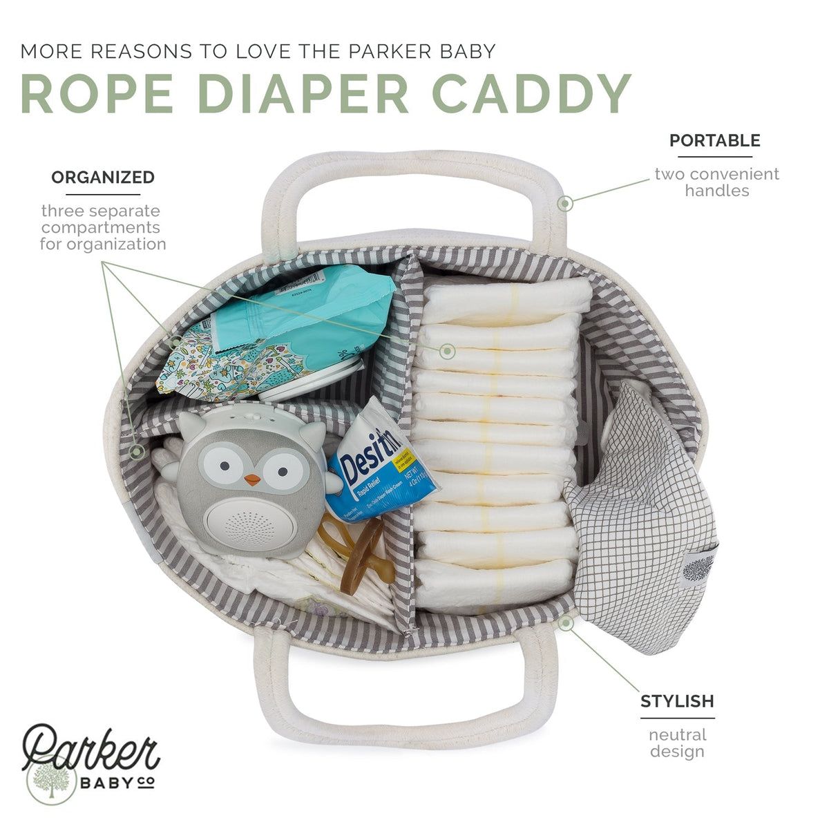 Rope Diaper Caddy by Parker Baby Co.