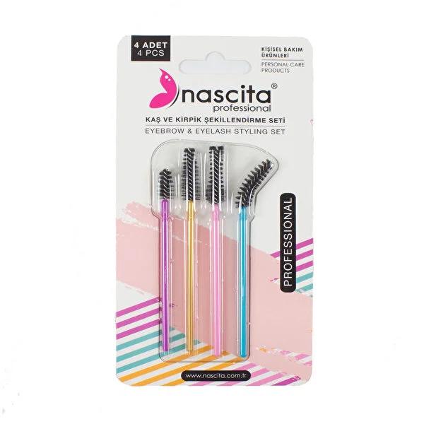Nascita 4-Piece Eyelash and Eyebrow Shaping Brush Set - Precise Mascara Application, Versatile Makeup Tool by Beauty Care Bag